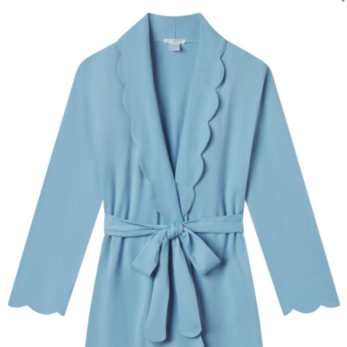 LAKE | Women | Pima Cotton Pajamas | Serene Blue Scallop Robe