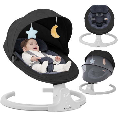 Babyeap Baby Swing for Infants - Motorized Swing with Music Speaker and Remote Control - 10 Lullabies - Black