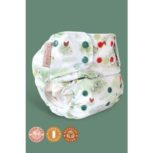 Lighthouse Kids Company - All-In-One (AIO) Cloth Diaper with Athletic Wicking Jersey (AWJ) - On The Farm