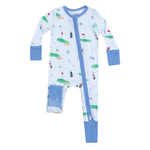 2-Way Zip Romper, Golf Things Blue