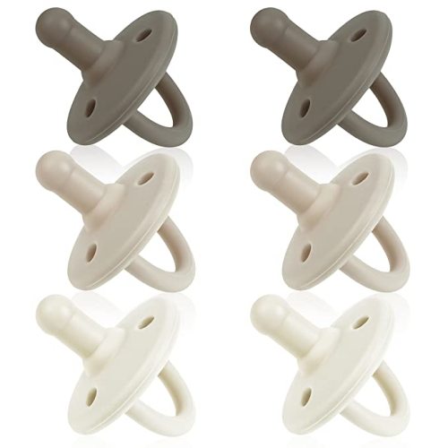 Sweet Child Pacifiers 0-18 Months, Set of 6 Ultra-Light Silicone Binkies with Collapsible Handle & 3 Air Holes for Added Safety, Best Newborn Pacifiers for Baby Boys Or Girls - Woodlands