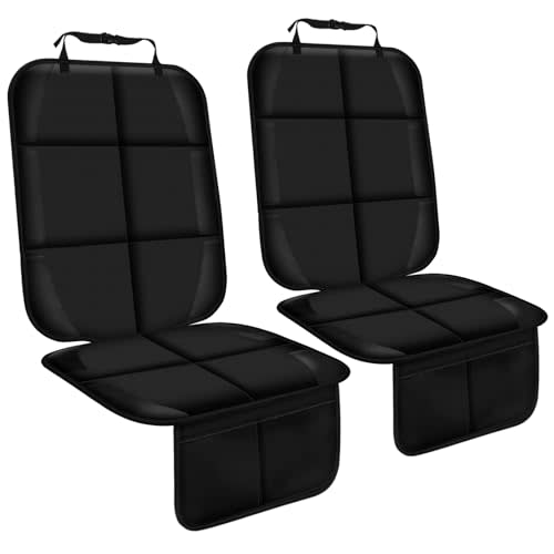 Gowhalle Car Seat Protector, Non-Slip Rubber Padded Backing Seat Protector for Child Seats, Waterproof Thickest Padding Car Seat Protector Under Baby Seat - No Imprint (Black-Ⅰ-2pcs)
