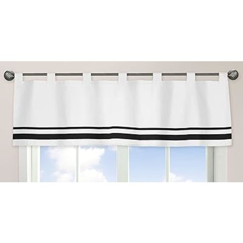 Sweet Jojo Designs White and Black Hotel Modern Window Valance