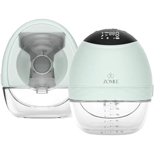 Zomee Fit Wearable Breast Pump, Hands Free Pumping, Portable, Ultra-Low Noise, Double Electric Breast Pump - Holds 6 oz - Wireless Breastpump 2+ Hours of Battery, Leak Proof Anti Backflow System