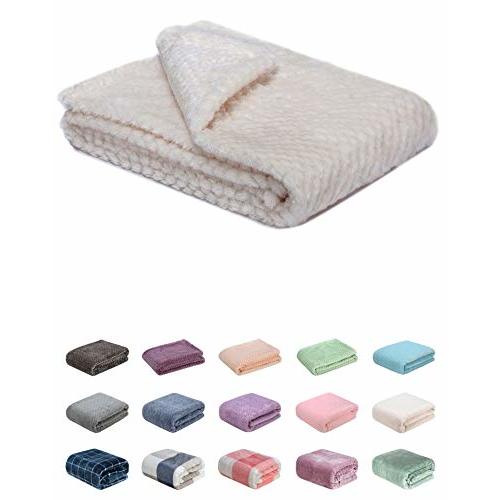 Fuzzy Blanket or Fluffy Blanket for Baby, Soft Warm Cozy Coral Fleece Toddler, Infant or Newborn Receiving Blanket for Crib, Stroller, Travel, Decorative (28Wx40L, XS-White)