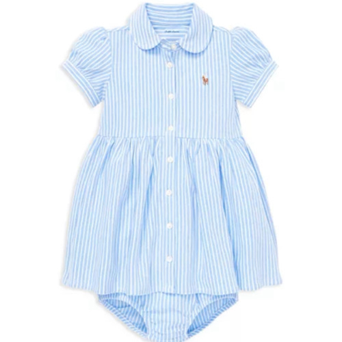 Girls' Striped Oxford Dress & Bloomers Set - Baby