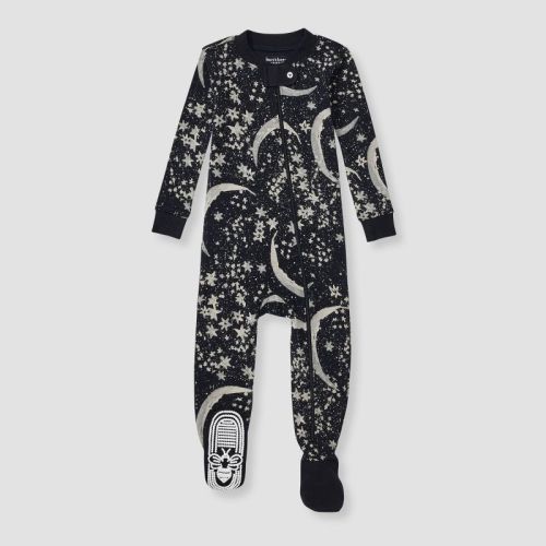 Burt's Bees Baby® Baby Boys' Snug Fit Celestial Moon Footed Pajama - Black, Color: Black, Size: Infant3-6M