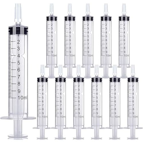 10 ml Syringe for Liquid, Syringe without Needle with Cap, Oral, Scientific Labs, Measurement, Pack of 12