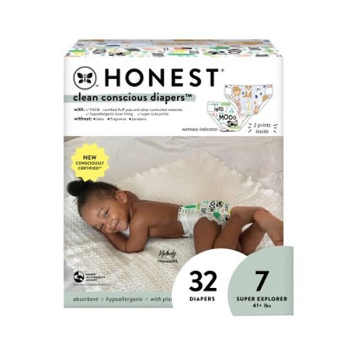 The Honest Company Clean Conscious Disposable Diapers - (Select Size and Pattern), Size: 7
