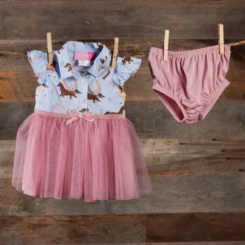 Infant Horse Print Woven Tutu Dress