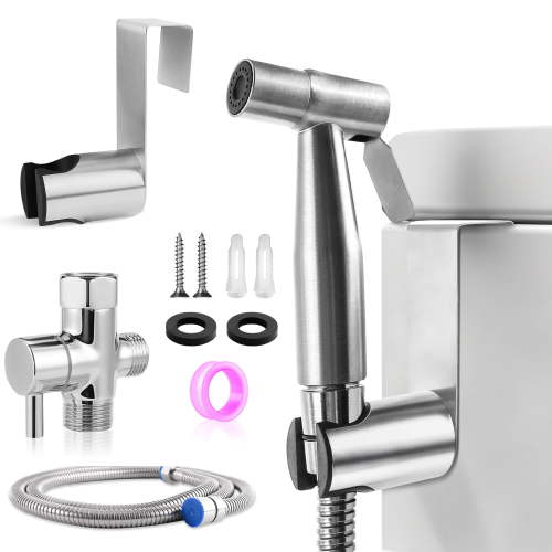 Yalumo Handheld Bidet Sprayer for Toilet, 7/8" Stainless Steel Toilet Bidet Sprayer, Adjustable Water Pressure Control with Bidet Hose for Feminine Wash, Attachment for Toilet