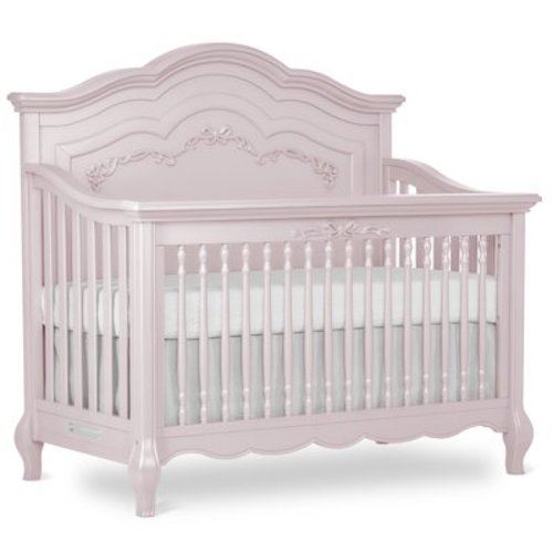 Evolur Aurora 5-In-1 Convertible Crib In Pink Pearl, Greenguard Gold Certified, Features 3 Mattress Height Settings, Sturdy And Spacious Baby Crib, Wooden Furniture