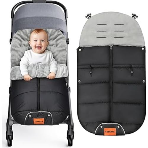 Warm Bunting Bag, Universal Stroller Cover for Winter Sleeping Bag Blanket Cold Weather, Waterproof Toddler Footmuff (Black, Large)