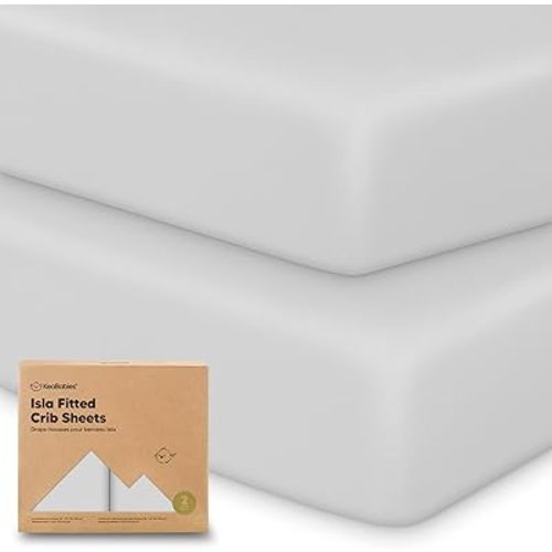 2-Pack Crib Sheets for Boys, Girls - Viscose Derived from Bamboo Fitted Crib Sheet, Baby Crib Sheets Neutral, Crib Mattress Sheet, Toddler Bed Sheets, Baby Sheets for Crib Fitted Sheets (French Gray)