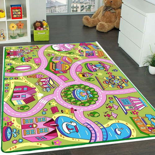 Mybecca Kids Rug Colourful Fun Land 3' x 5' Roads Childrens Floor Play Children Area Rug Mat Playroom & Nursery (39" x 56")