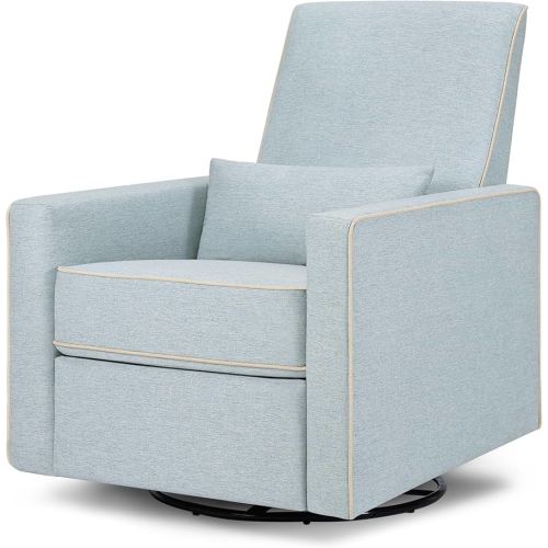 DaVinci Piper 360° Swivel Rocker Recliner Chair, Rocking Chair for Nursery & Living Room, GREENGUARD Gold, FSC & Certi-PUR US Certified, Comfy Nursery Glider Recliner - Heathered Blue w/Cream Piping