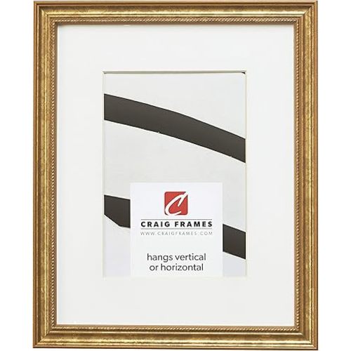 Craig Frames 314GD 11 x 14 Inch Ornate Gold Picture Frame Matted to Display an 8 x 10 Inch Photo