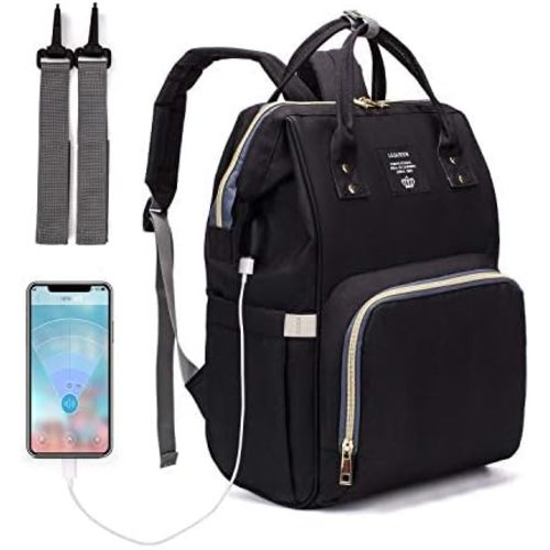 LEQUEEN Diaper Bag Backpack, Waterproof Large Capacity Bags with USB Charging Port for Mom & Dad