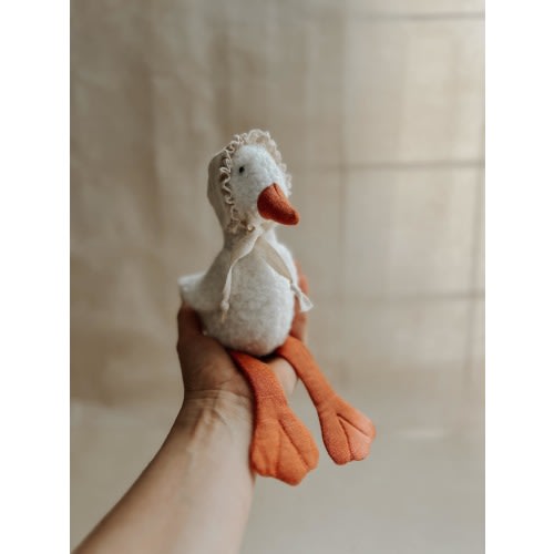 Birthday Goose toy, fluffy baby goose toy, stuffed goose kids toy, silly goose stuffed toy, first birthday goose, goose with bonnet