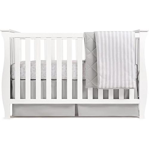 Ely's & Co. Baby Crib Bedding Sets for Boys and Girls — 3 Piece Set Includes Crib Sheet, Quilted Blanket and Crib Skirt — Grey Design