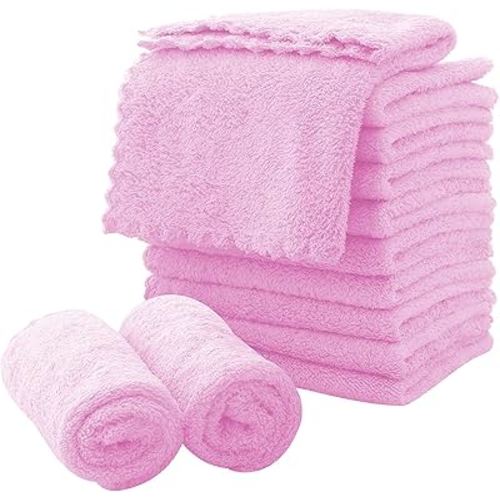 MOONQUEEN Microfiber Facial Cloths Fast Drying Washcloth 12 Pack - Premium Soft Makeup Remover Cloths - Frozen Berry