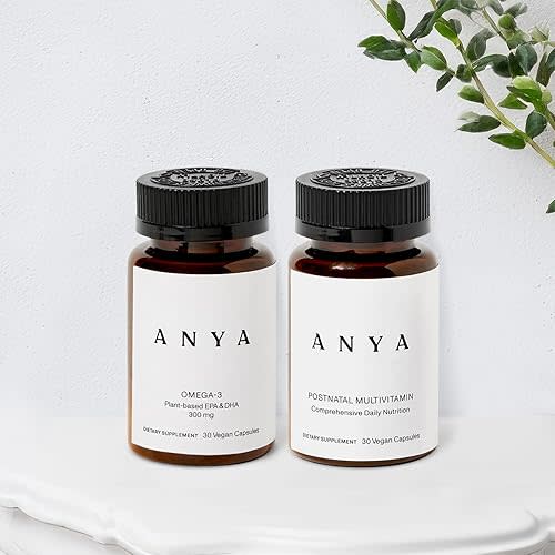 ANYA Postnatal Multivitamin Bundle + Omega 3 : Comprehensive Postnatal multivitamin, Easy-to-Digest Formula in 2 Pills a Day - 60 ct. Includes 300mg DHA/EPA + 21 Key nutrients for Postpartum Recovery