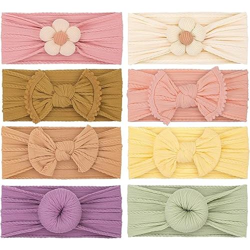 Baby Girls Headbands with Bows Soft Elastics Head Wrap Hair Accessories for Newborn Infant Toddler Kids