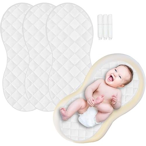 Changing Pad Liner,Peanut Shape Changing Pad Cover,Waterproof,Washable,Thicker and Non-Slip,Chaning Pad Liners -White 3 Pack