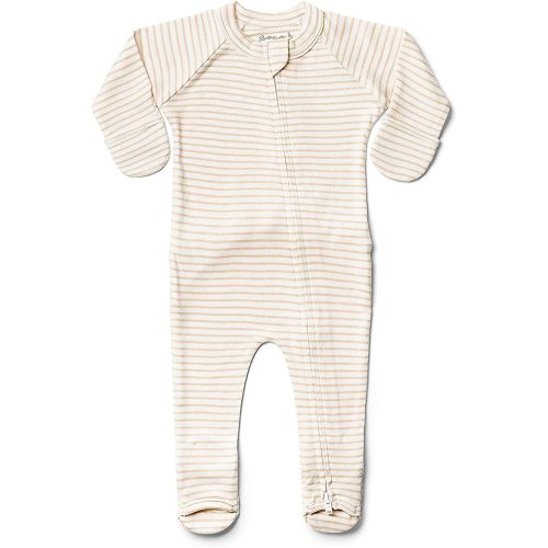 goumikids Viscose from Bamboo Organic Cotton Zipper Footies - Dune Stripe