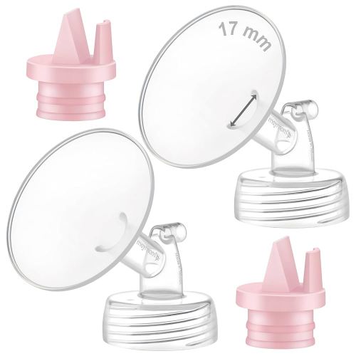 Maymom Pump Part Compatible with Spectra/Ameda Luna Pumps, Syngery Gold; Incl Wide Mouth Flange 17 mm 2nd Gen. Pink Valve; Not Original Spectra Flange; Replaces Spectra S1 S2, Plus Shield, Accessories