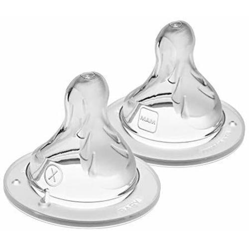 MAM Bottle Nipples Extra Fast Flow Nipple Level 4 (Set of 2), For 6+ Months, SkinSoft Silicone Nipples for Baby Bottles, Fits all MAM Bottles - Size 4