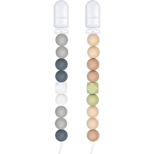 Pacifier Clip for Baby Boys and Girls Birthday Gift 2 Pack Grey-Green