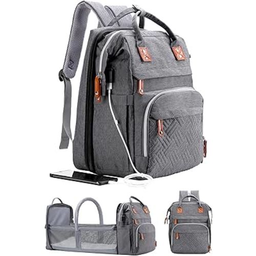 Diaper Bag Backpack with Changing Station, Extra Large Diaper Bag, Multifunctional Diaper Bag, Baby Bag, Deep Gray