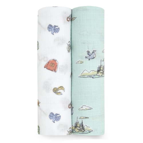 Aden + Anais™ x Harry Potter™, Cotton Muslin Swaddle Blanket, Hogwarts, Unisex, Infants, 2-Pack