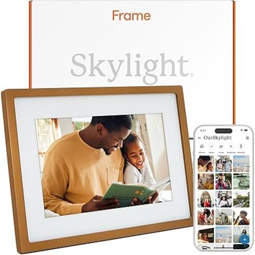 Skylight Digital Picture Frame - WiFi Enabled with Load from Phone Capability, Touch Screen Digital Photo Frame Display - Customizable Gift for Friends and Family - 10 Inch Gold