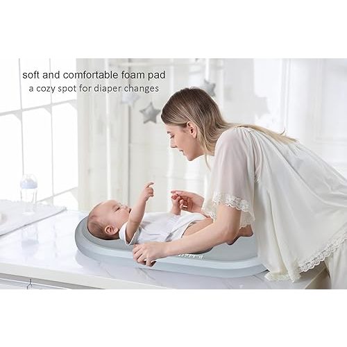 Baby Changing Pad, Lightweight & Wipeable Changing Pad, Foam Changing Pad, Comfortable and Waterproof, Fits All Changing Table (Light Gray)