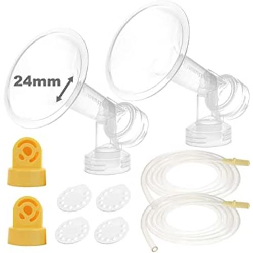 Nenesupply Pump Parts with 24mm Flanges Compatible with Medela Pump in Style Parts Accessories Breast Pump Not Original Medela Pump Parts Incl. 24mm Flange Breastshield Connector Valve Membrane Tubing