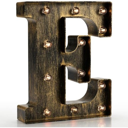 Pooqla Vintage Light Up Marquee Letters with Lights – Illuminated Industrial Style Lighted Alphabet Letter Signs - Coffee Bar Apartment Bedroom Wall Home Initials Decor A-Z
