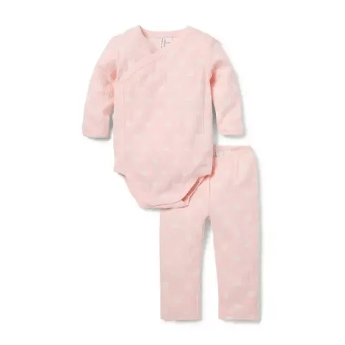 Newborn Soft Rose Heart Baby Heart Wrap Matching Set by Janie and Jack