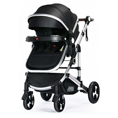 Kinder King Meno V 3 in 1 Reversible Baby Stroller w/Detachable Tray, Adjustable Canopy, Suspension Wheels