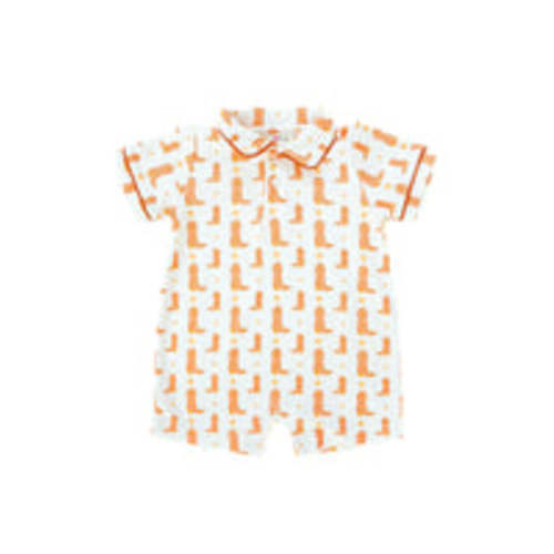 Burnt Orange Boots Romper I Ruth and Ralph, 9M