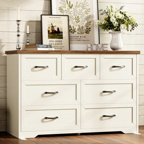 Ebern Designs Horizontal Dressser With 7 Ample & Rustic Elegance Drawers | Wayfair