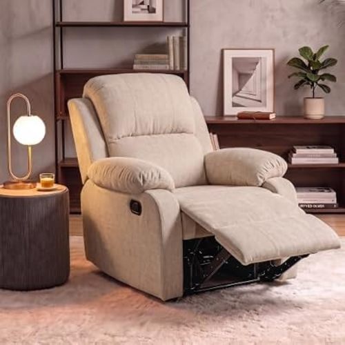 NicBex Single Manual Recliner Chair with Adjustable Backrest, Beige