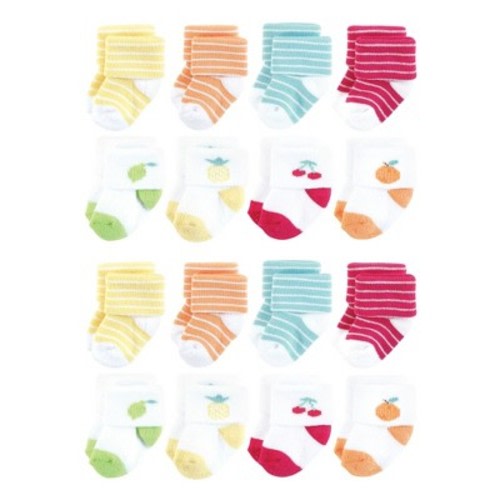 Hudson Baby Cotton Rich Baby Terry Socks 16-Pack, Fruity, 6-12 Months