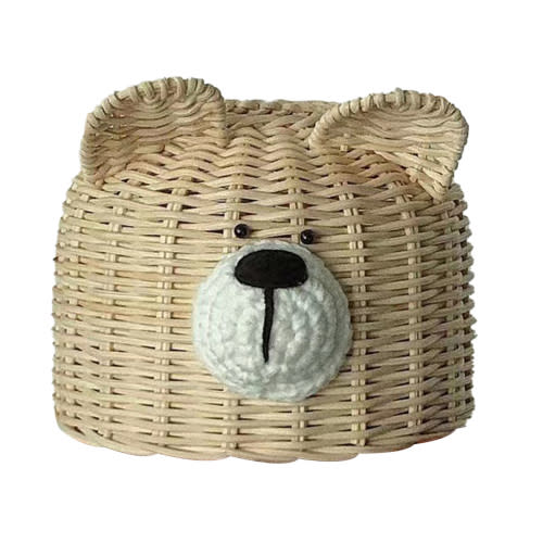 Farfi Lampshade Cover Bear Shape Dust-proof Rattan Lovely Appearance Replacement Lamp Shade for Home (Beige)