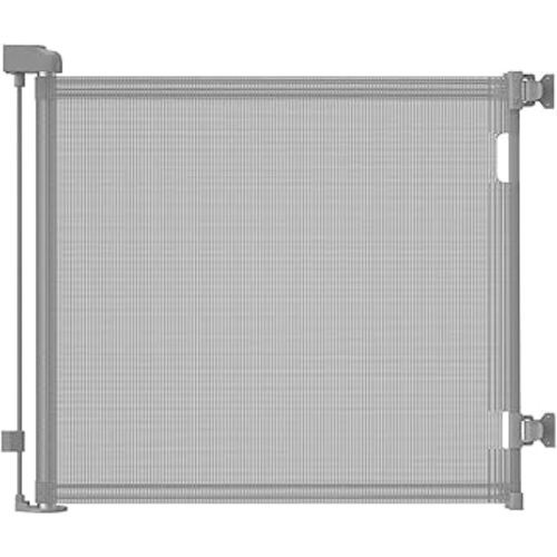Retractable Baby Gate,Mesh Baby Gate or Mesh Dog Gate,33.6" Tall,Extends up to 55" Wide,Child Safety Gate for Doorways, Stairs, Hallways, Indoor/Outdoor (Gray 33.6"x55")