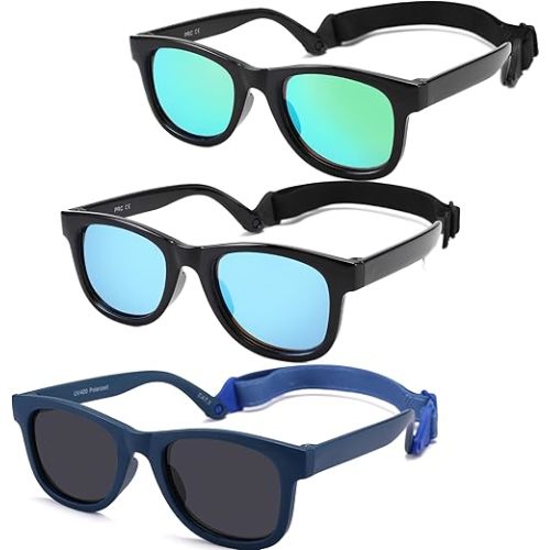 Polarized Baby Sunglasses with Strap - Unbreakable Infant Sunglasses for Newborn Toddler Boys Girls Age 0-12 Months