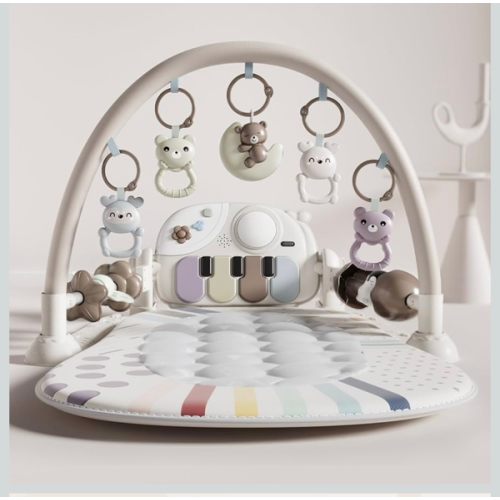Baby Gym with Kick and Play Piano, Baby Play Mat Tummy Time Activity Gym Mat with 5 Infant Sensory, Music & Lights Boy or Girl for Newborn 0 to 3 6 9 12 Months