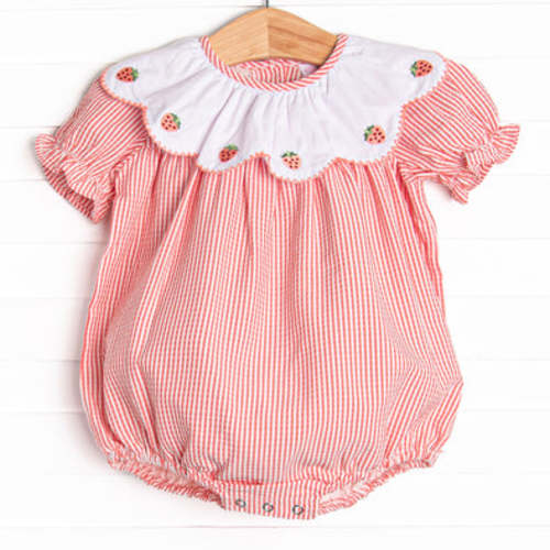 Strawberry Jam Stripes Embroidered Bubble, Red – Stitchy Fish