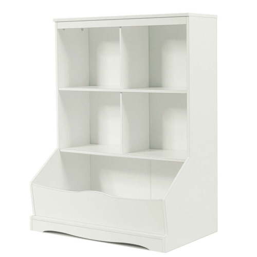 Topcobe 3-Tier Children's Multi-Functional Bookcase Toy Storage Bin Floor Cabinet, Kids Toy Storage Organizer-White
